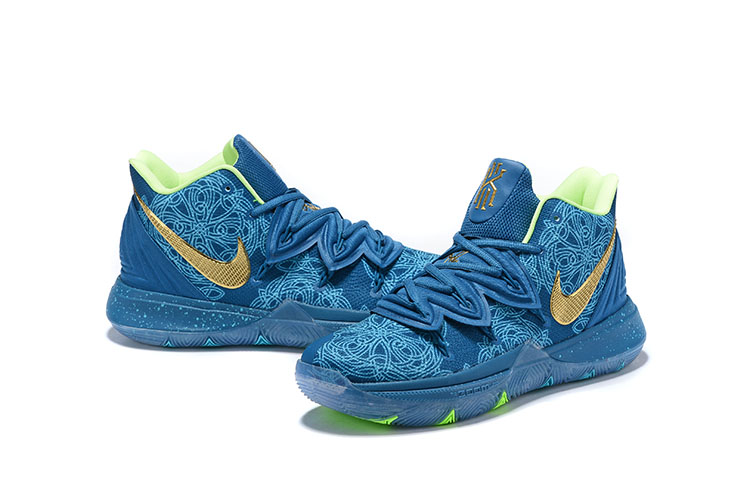 2019 Men Nike Kyrie Irving 5 Blue Gold Shoes